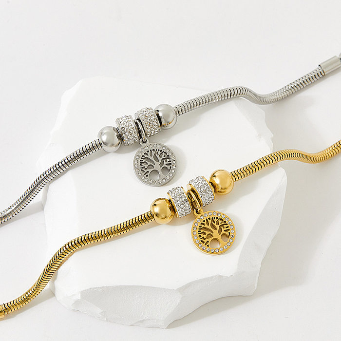 Mode-Baum-Edelstahl-Armbänder legen künstliche Diamant-Edelstahl-Armbänder ein