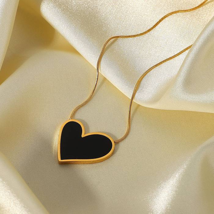 Vintage Black Irregular Heart-shaped Stainless Steel  Pendant Necklace