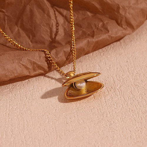 Collar con colgante chapado en oro de 18 quilates con revestimiento de acero inoxidable geométrico de estilo clásico de estilo vintage