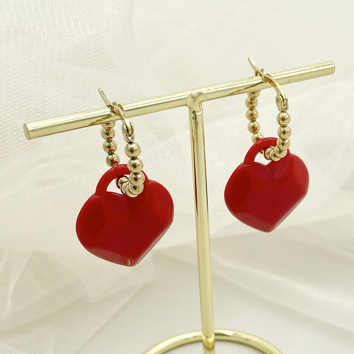 1 Pair Casual Elegant Commute Heart Shape Plating Stainless Steel  Gold Plated Drop Earrings