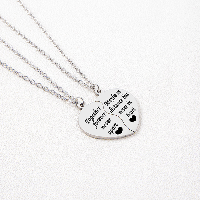 Japanese Style Simple Style Letter Stainless Steel  Carving Pendant Necklace