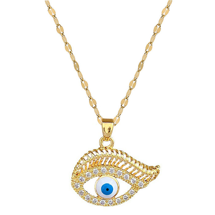 Streetwear Commute Eye – collier avec pendentif en acier inoxydable et cuivre, pierres précieuses artificielles, en vrac