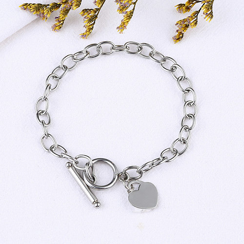 Wholesale Jewelry Heart-shaped Pendant OT Buckle Stainless Steel Bracelet jewelry