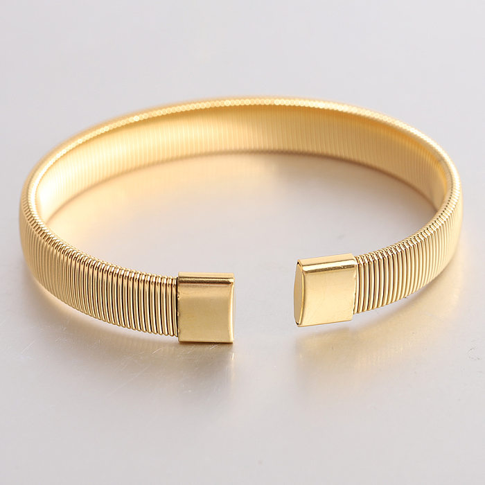 Simple Style Solid Color Titanium Steel Plating Cuff Bracelets
