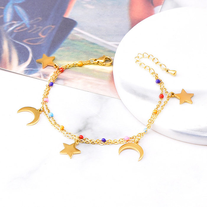 Bracelets de placage en acier titane étoile lune à la mode