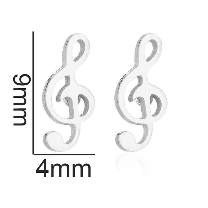 Fashion Star Moon Tree Stainless Steel  Plating Hollow Out Ear Studs 1 Pair