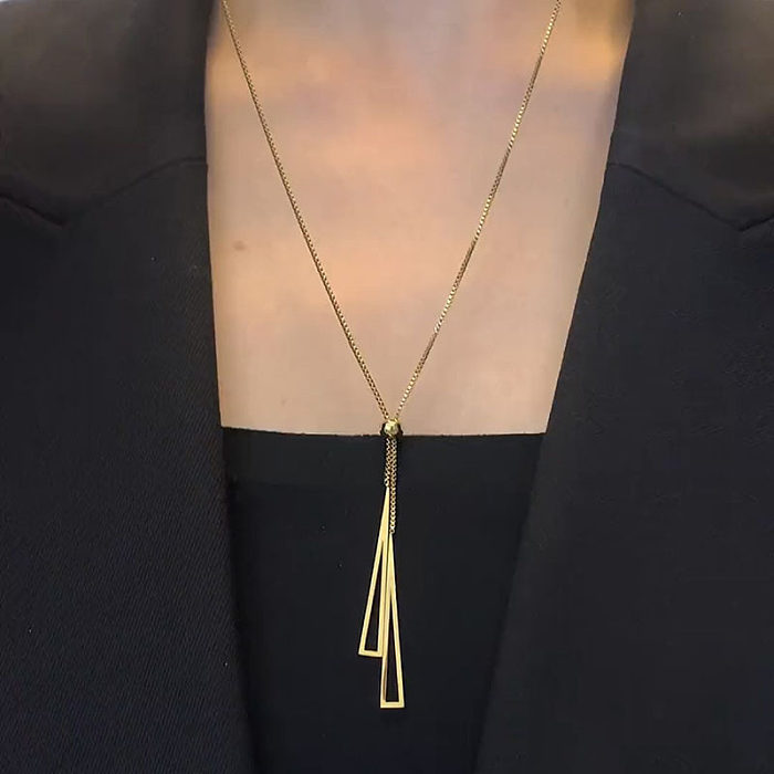 Casual Simple Style Triangle Stainless Steel Tassel Pendant Necklace