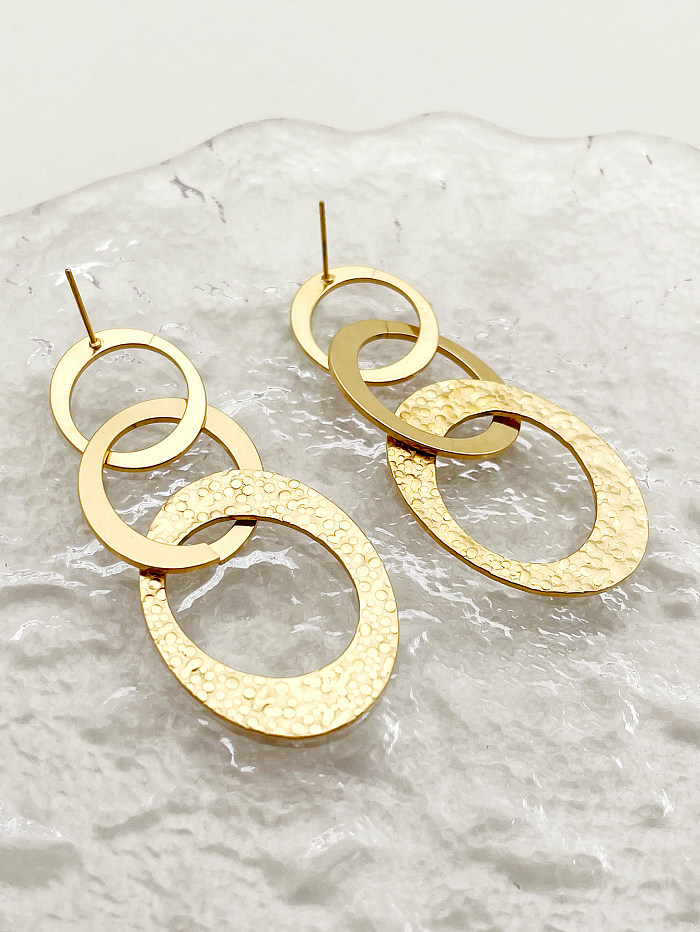 1 Pair Casual Simple Style Oval Polishing Plating Stainless Steel  Gold Plated Drop Earrings