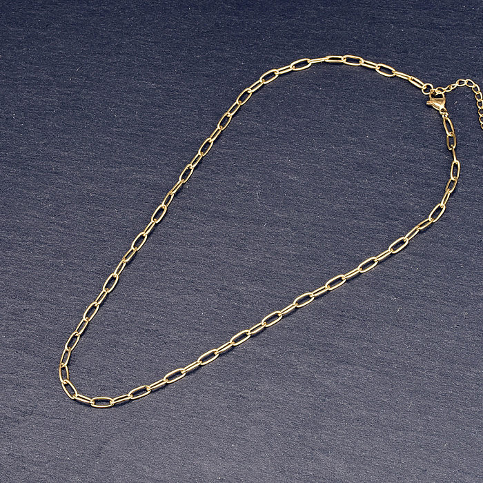Modische, geometrische, vergoldete Halskette aus Edelstahl, 1 Stück