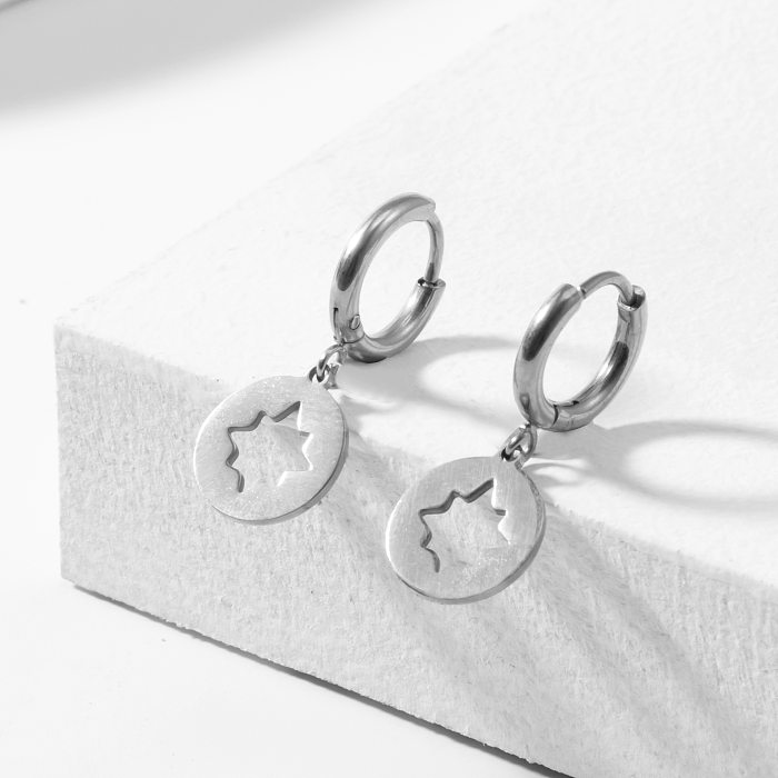 Nouveau Boucles d'oreilles géométriques en acier inoxydable, Design Original étoile creuse