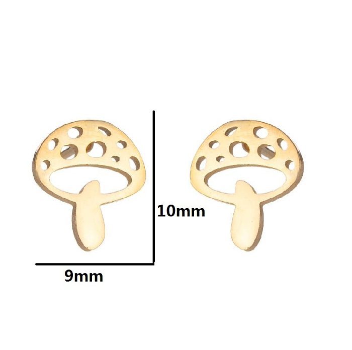 1 Pair Fashion Heart Shape Flower Stainless Steel Plating Ear Studs