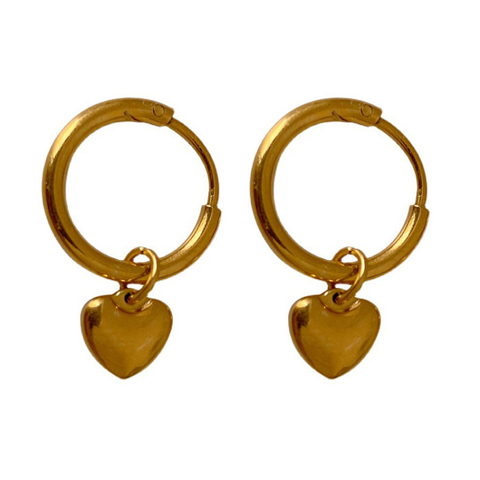 1 Pair Vintage Style Heart Shape Plating Stainless Steel 18K Gold Plated Drop Earrings