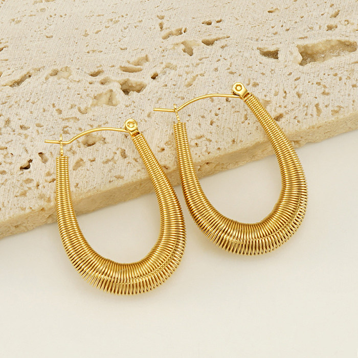 1 Pair Elegant Basic Geometric Plating Stainless Steel  18K Gold Plated Earrings