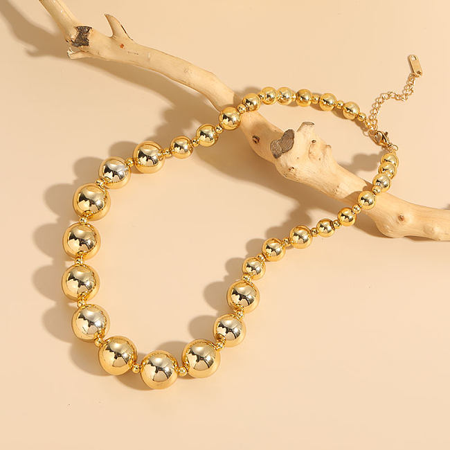 Großhandel mit übertriebener geometrischer CCB-Edelstahl-Halskette mit 14-Karat-Vergoldung