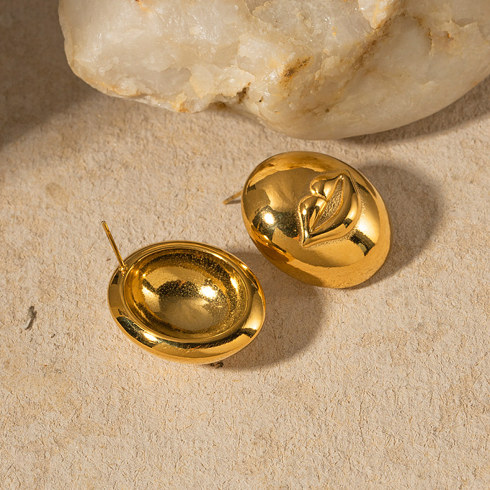 زوج واحد من أقراط أذن مطلية بالذهب عيار 1 قيراط من الفولاذ المقاوم للصدأ بتصميم بسيط على شكل شفاه من IG