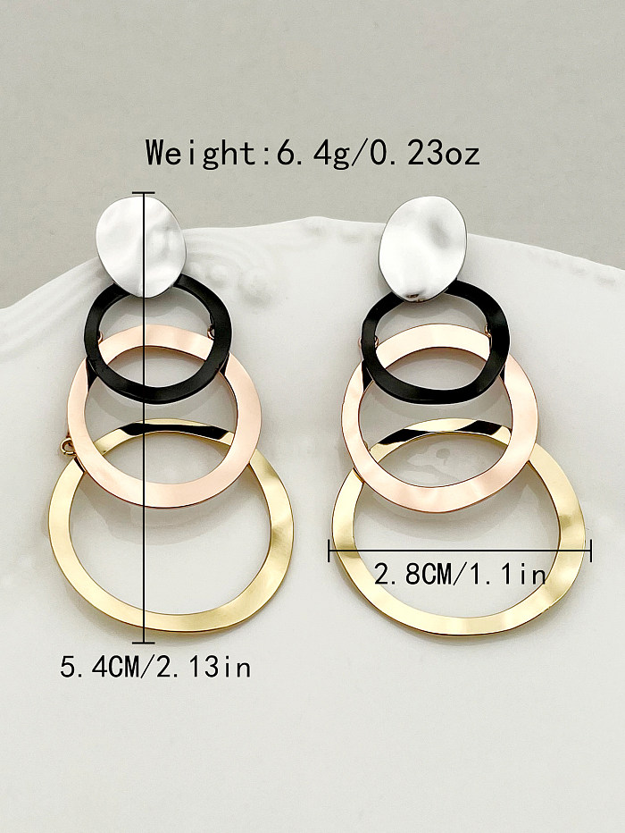 1 Pair Vintage Style Exaggerated Circle Stainless Steel  Polishing Plating Hollow Out Gold Plated Drop Earrings