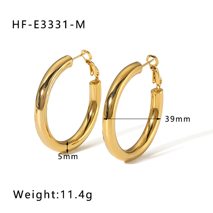 1 Pair Vintage Style Simple Style Solid Color Plating Stainless Steel  18K Gold Plated Hoop Earrings