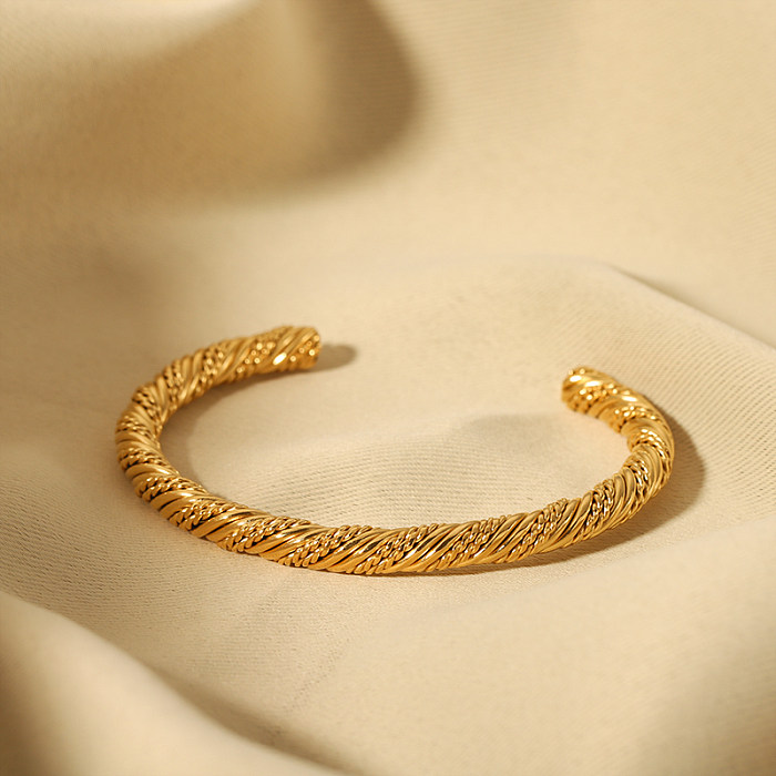 Atacado estilo nórdico estilo vintage cor sólida banhado a ouro 18K pulseira de aço inoxidável
