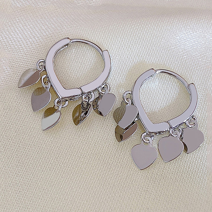 1 Pair Vacation Heart Shape Stainless Steel  Drop Earrings