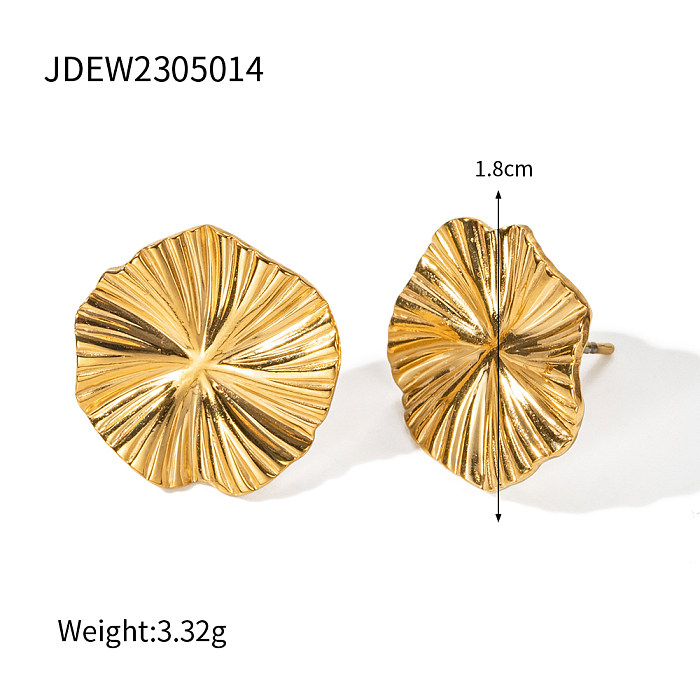 1 Pair IG Style Round Plating Stainless Steel  18K Gold Plated Ear Studs