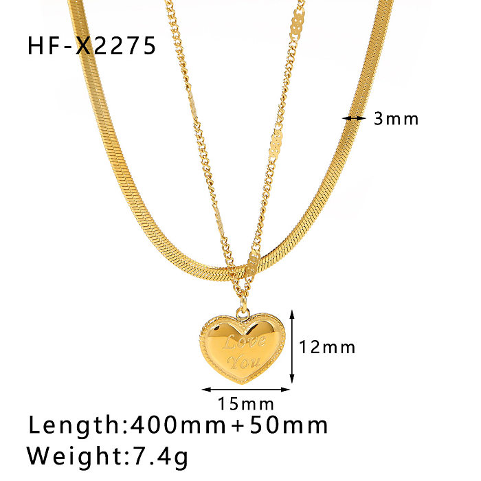 Simple Style Water Droplets Heart Shape Stainless Steel  Stainless Steel Plating Necklace