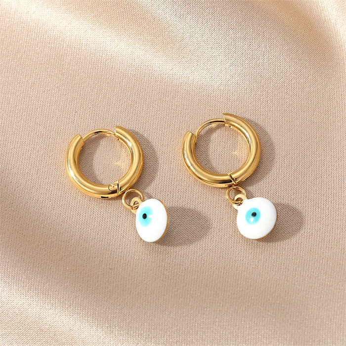 1 Paar süße, schlichte Augen-Emaille-Ohrringe aus Edelstahl