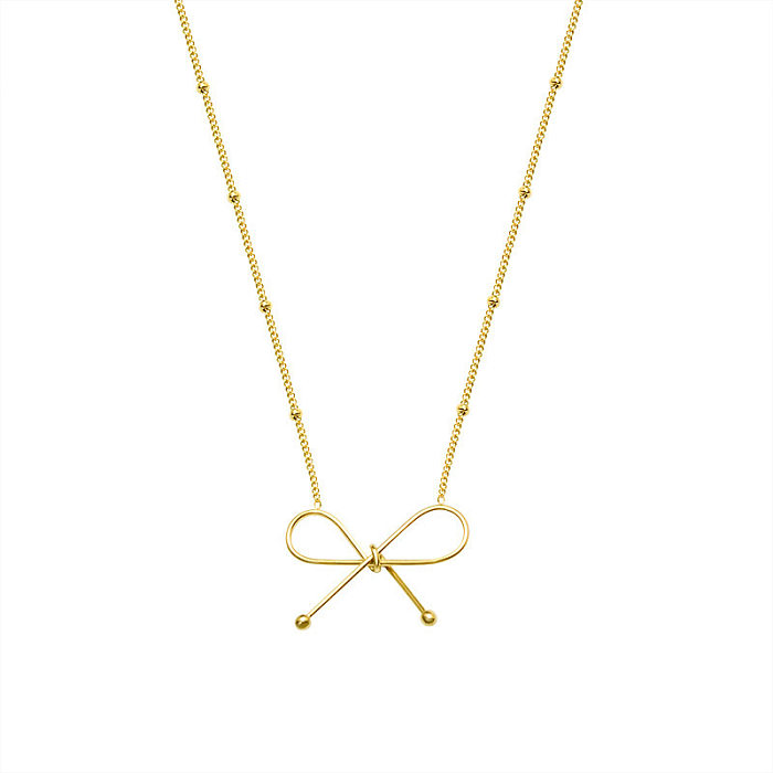 Simple Style Bow Knot Stainless Steel Plating Hollow Out Necklace 1 Piece
