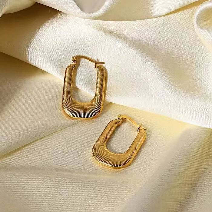 1 Pair Vintage Style Solid Color Plating Stainless Steel  18K Gold Plated Drop Earrings