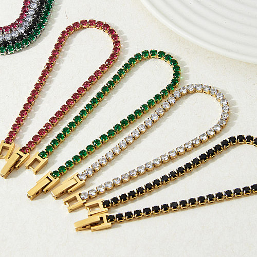 Bracelets en zircon plaqué acier inoxydable géométrique Glam