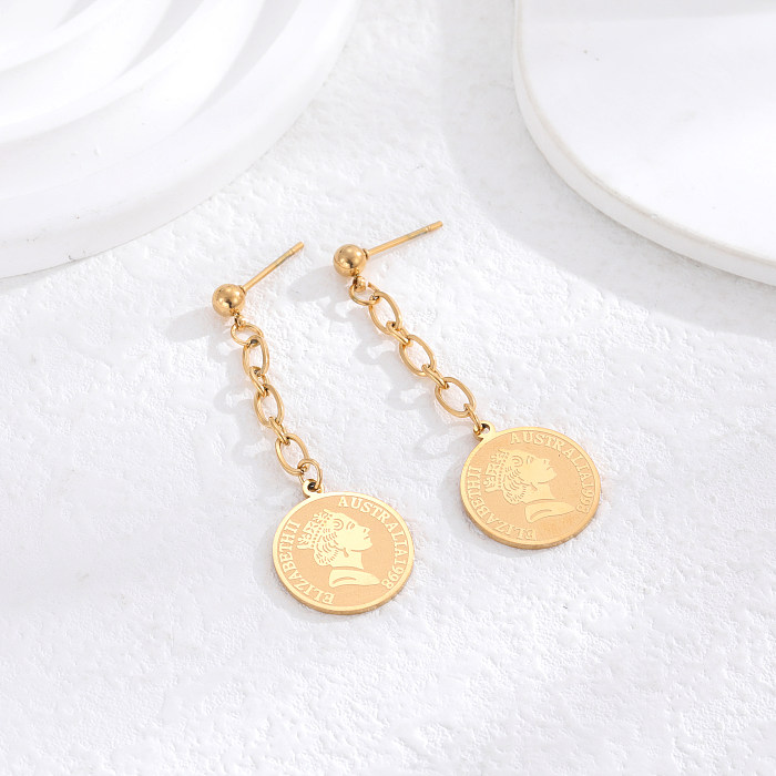 1 Pair Classic Style Portrait Stainless Steel Plating 24K Gold Plated Earrings