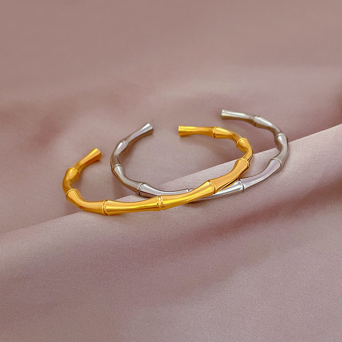 Chinoiserie Elegant Solid Color Titanium Steel Plating Cuff Bracelets