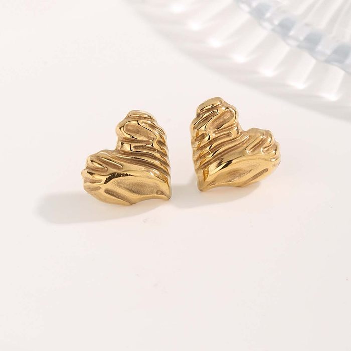 1 Pair Cute Sweet Heart Shape Plating Stainless Steel Gold Plated Ear Studs