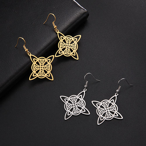 1 Pair Vintage Style Simple Style Witch Knot Solid Color Plating Hollow Out Stainless Steel  Ear Hook