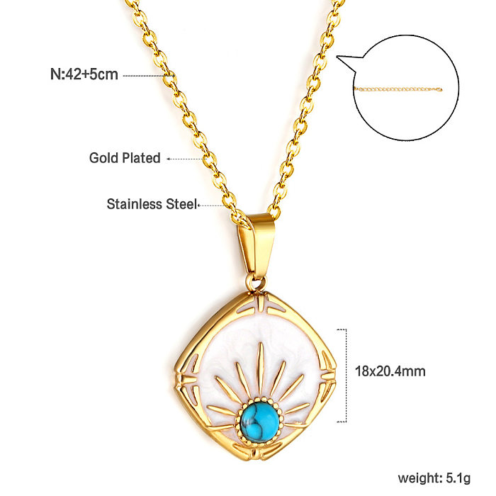 Retro Simple Style Devil'S Eye Stainless Steel  Plating Inlay Turquoise Zircon Pendant Necklace 1 Piece