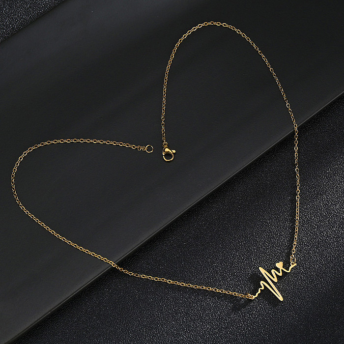 Wholesale Simple Style Electrocardiogram Stainless Steel 18K Gold Plated Silver Plated Necklace