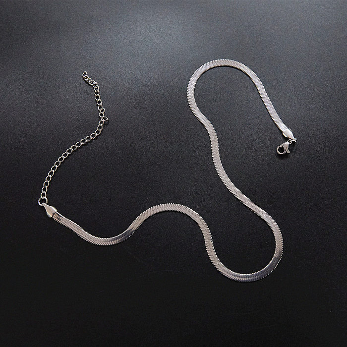 18k moda simples corrente de osso de cobra de aço inoxidável gargantilha minimalista atacado joias