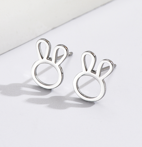 1 Pair Simple Style Rabbit Animal Stainless Steel  Polishing Ear Studs