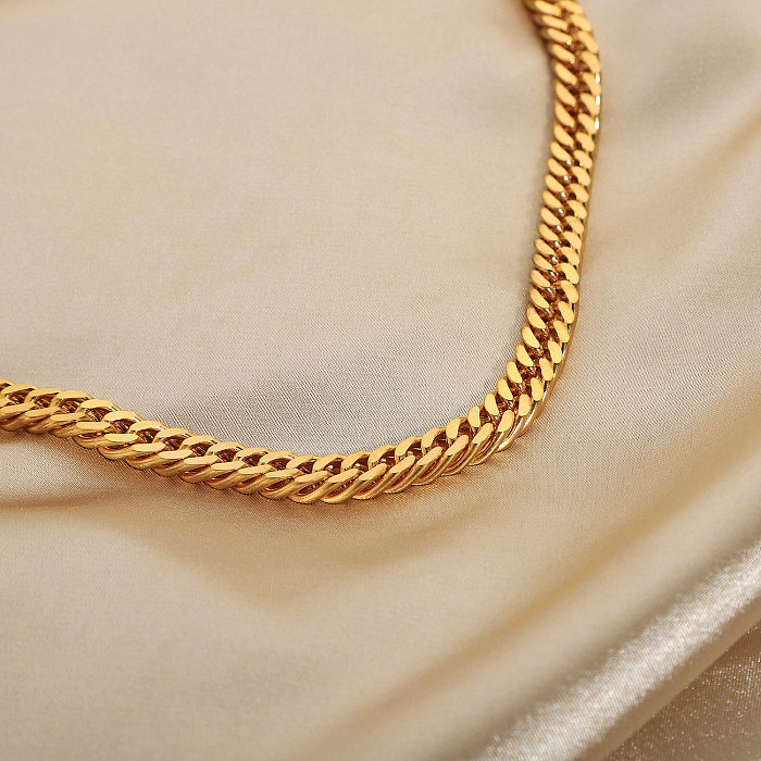 Colar de aço inoxidável banhado a ouro 18K da moda cubana