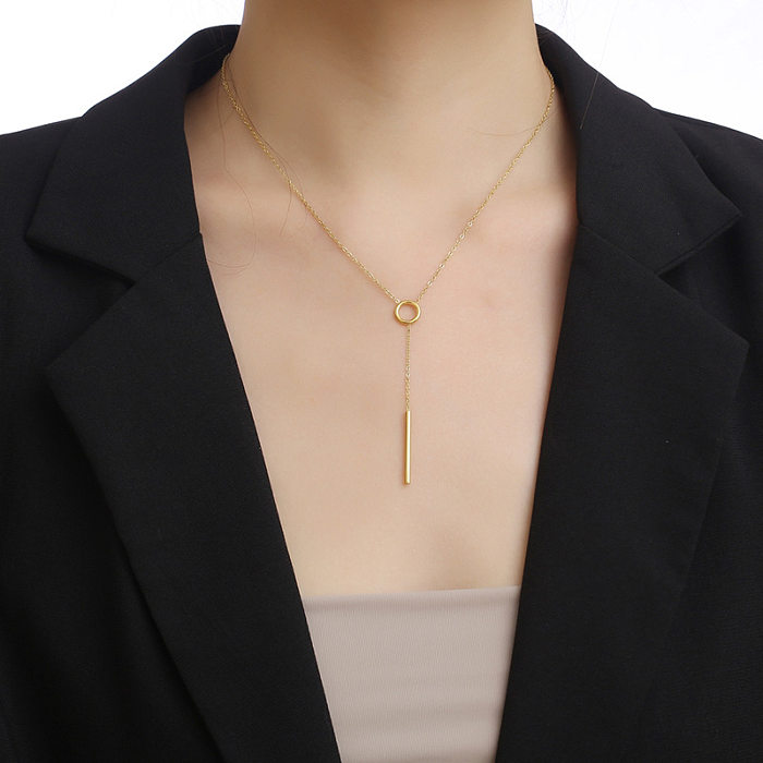 Edelstahl-Langstreifen-Nischen-Design-Halskette mit weiblicher Quaste und Schlüsselbeinkette