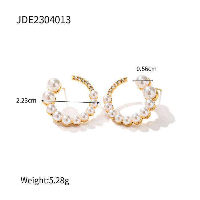 1 Paar INS Style Pearl Edelstahl Inlay Pearl 18K vergoldete Ohrringe