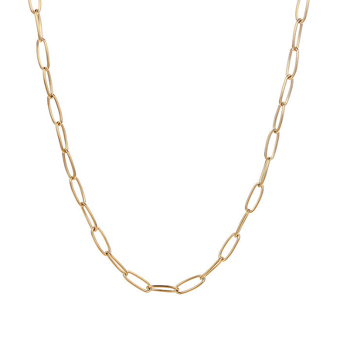 Simple Style Solid Color Stainless Steel  Plating Chain Necklace