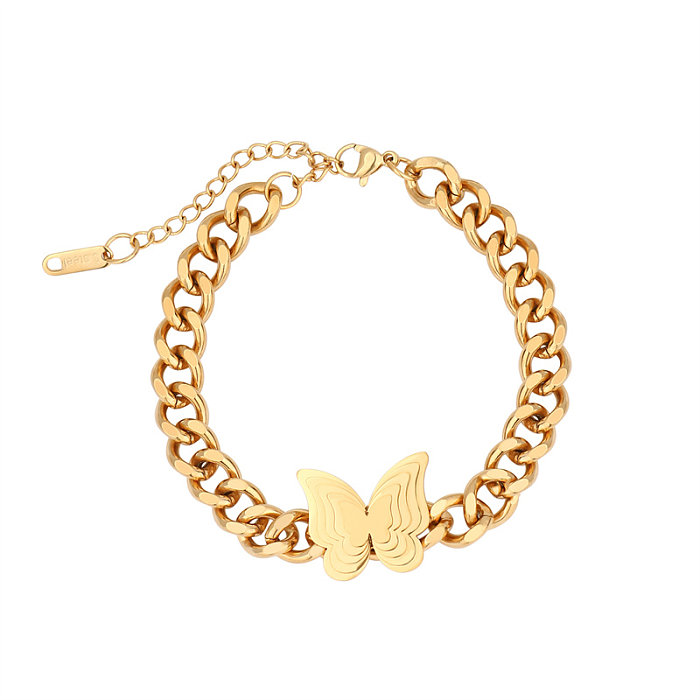Casual Simple Style Classic Style Butterfly Stainless Steel Titanium Steel Polishing Plating Gold Plated Bracelets