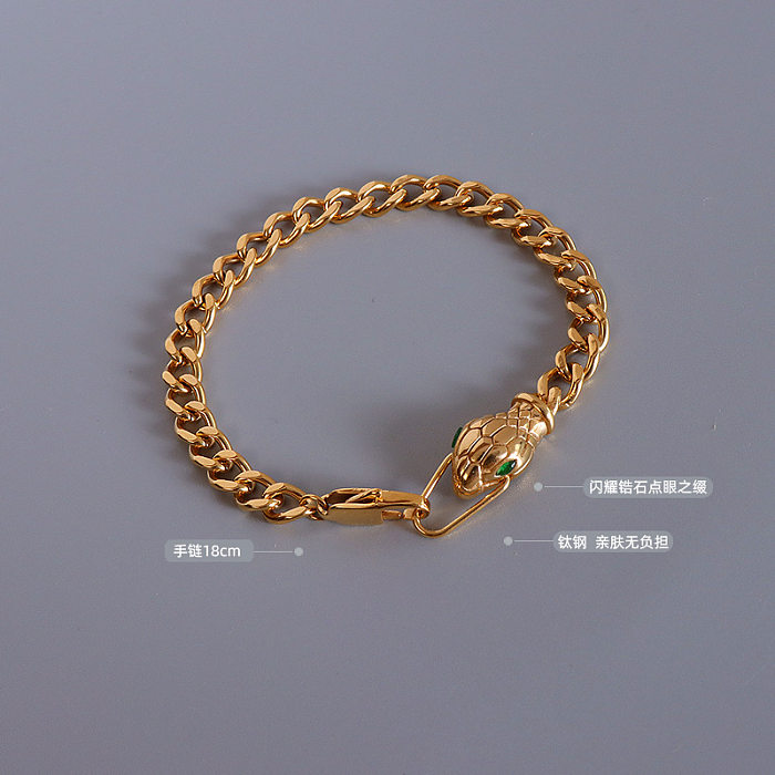 Fashion Snake Head Green Eyes Titanium Steel Bracelet Wholesale