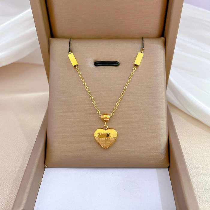 Elegant Letter Heart Shape Stainless Steel Plating Pendant Necklace