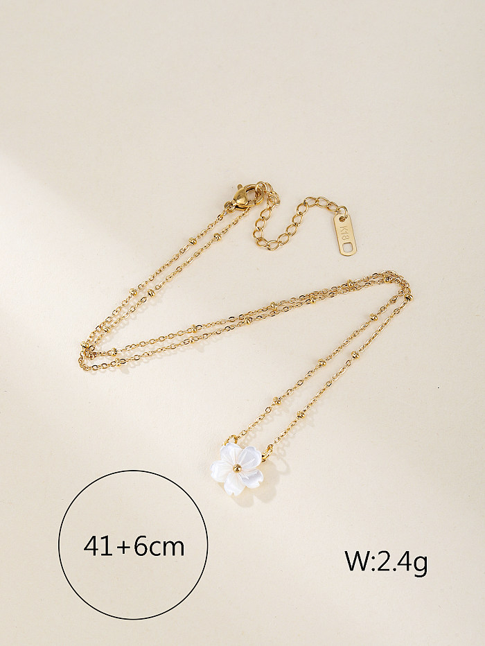 IG Style Simple Style Flower Stainless Steel  Shell Stainless Steel Plating Three-dimensional 18K Gold Plated Gold Plated Necklace