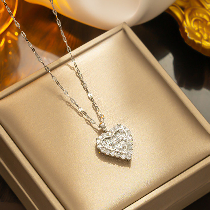 Simple Style Heart Shape Stainless Steel Plating Stainless Steel 18K Gold Plated Pendant Necklace