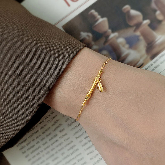 Simple Style Bamboo Titanium Steel Plating Gold Plated Bracelets