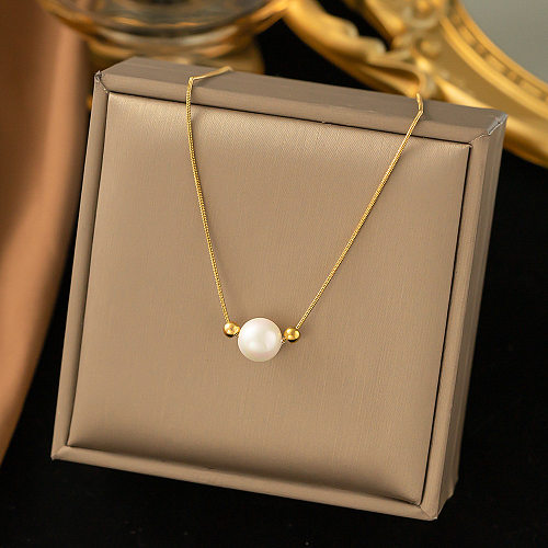 Simple Style Solid Color Stainless Steel 18K Gold Plated Necklace In Bulk