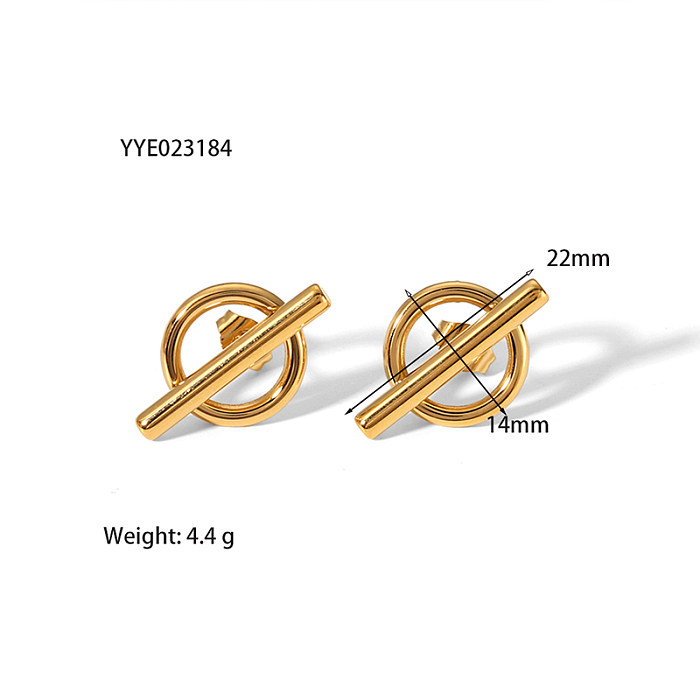1 Pair Retro Solid Color Plating Stainless Steel  18K Gold Plated Ear Studs