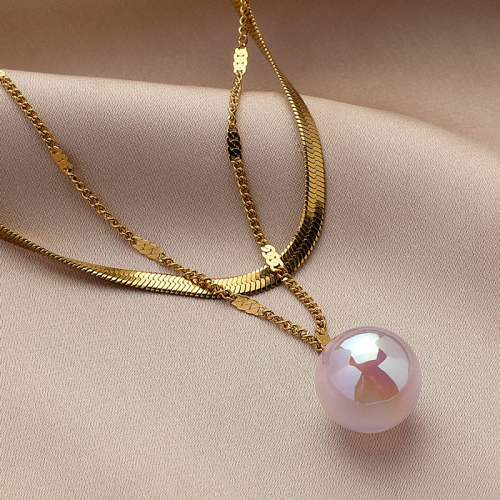 Colliers Multicouches de Perles en Acier Inoxydable Papillon à la Mode 1 Pièce